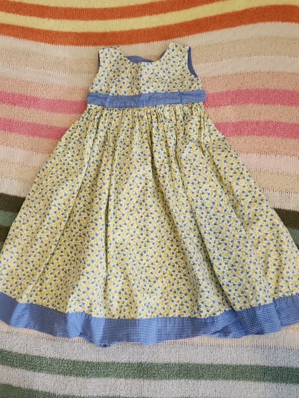Strasburg Size 3 3t smocked yellow blue Flowers Floral Sundress dress heirloom